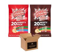 Golden Wonder Crisps | Fully Flavoured Snacks - Classic Flavors | British Potato Snack Bulk Pack for Kids and Adults Lunchboxes, Parties, and Sharing - 20 x 25g (1 Pack, Meat And Variety)