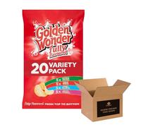 Golden Wonder Crisps | Fully Flavoured Snacks - Classic Flavors | British Potato Snack Bulk Pack for Kids and Adults Lunchboxes, Parties, and Sharing - 20 x 25g (1 Pack, Variety)