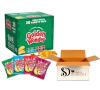 Golden Wonder Crisps Variety Pack 20 Bags - Mixed Flavours Multipack (Cheese & Onion, Ready Salted, Salt & Vinegar, Smoky Bacon) | Lunchbox & Sharing Snacks