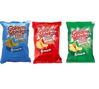 Golden Wonder Fully - 3 different Flavoured pack of 1 Salt & Vinegar Potato Chips, Ready Salted, Cheese & Onion (6 x 25g) | By IDEAONIC