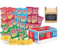 Golden Wonder Fully Flavoured Crisps 32 Multipack - 8 of Each Flavour Cheese & Onion, Salt & Vinegar, Smoky Bacon & Ready Salted - 25g Bags British-Made Crisps - Perfect for Lunches, Parties & Snackin
