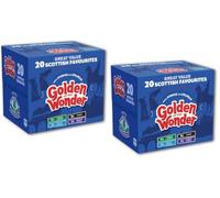 Golden Wonder Scottish Favorites Crisps Multipack 20 Bags Assorted Potato Crisps with Cheese & Onion, Salt & Vinegar, Pickled Onion & Haggis Flavors, Lunch box Snacks Variety Pack (2x)