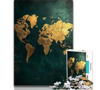 Golden World Map 1000 Pieces Jigsaw Puzzle For Adults Teens,Learning Educational Toy for Is Ideal As A Gift for The Whole Family (38x26cm)