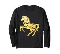 Golden Year of The Horse 2026 Chinese New Year Floral Long Sleeve T-Shirt
