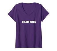 Golden Years V-Neck T-Shirt, Women, Purple, L
