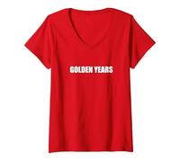 Golden Years V-Neck T-Shirt, Women, Red, S