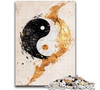 Golden Yin And Yang 1000 Pieces Jigsaw Puzzle for Adults& Teens, Learning Educational Toys Family Games with Matching Poster And Trivia Sheet 26X38CM