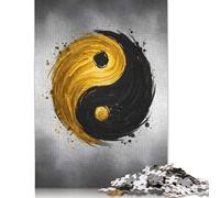 Golden Yin-Yang Energy Puzzle for Adults And Teenagers 500 Pieces Wooden Puzzle Adult Jigsaw Puzzle Funny Jigsaw Puzzles 500pcs (52x38cm)