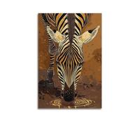 Golden Zebra Drinking Wall Art, Artistic Print, Stylish Poster, Ornate Canvas Picture Artistic Wall Mural Modern Hanging Decor Poster20x30inch(50x75cm)