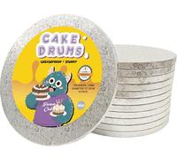 GoldenBakeryFamily 12'' Cake Board, 12mm Thick Smooth Cake Drums（12 Pack）, Silver Foil Covered, 12 Inch Round Strong Cake Boards for Cake, Birthday & Party Treats