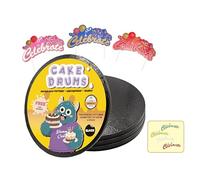 GoldenBakeryFamily 14 Inch Round Black Cake Boards (4-Pack), 1/2 Inch Thick, Greaseproof, Sturdy, with Free Cake Banners by GoldenBakeryFamily