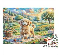 Goldendoodle 1000Pc Jigsaw Puzzle for Adults: Poodle in Orchard Impossible Hard Difficult & Educational Decompression 38x26cm/1000pcs
