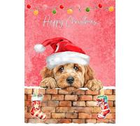 Goldendoodle Dog Art Christmas Card - Xmas Card for Him Her Male Female Dog Pet