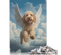 Goldendoodle Dog Flying in The Sky Goldendoodle Remembrance Wall Art Puzzle Fun Activity for at Home Premium Cardboard Jigsaw Puzzle for Adults Teen 1000pcs (75x50cm)
