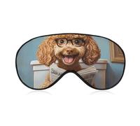 Goldendoodle on Toilet Reading Newspaper Funny Eye Mask for Sleep with Adjustable Strap Blocks Light Eye Shade Cover