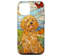 Goldendoodle Sitting in Meadow Stained Glass Case for iPhone 12/12 Pro