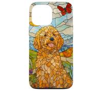 Goldendoodle Sitting in Meadow Stained Glass Case for iPhone 13 Pro Max