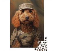 Goldendoodle Soldier 1000-Piece Puzzle for Adults, 52x38cm/1000pcs, White Pieces for Organised Sorting; Easy to Revisit Throughout The Week