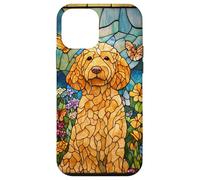 Goldendoodle Stained Glass Art with Butterflies Case for iPhone 12 mini