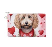 Goldendoodle Valentine Love Custom Canvas Coin Purse Change Wallet Bag Small Makeup Bags for Men Women 7.5 X 4.6 Inch