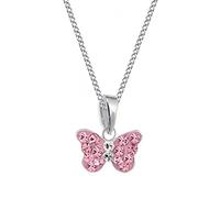 Goldene Hufeisen Pink Mini Crystal Butterfly Pendant 38 cm Chain 925 Sterling Silver Girls, Crystal Sterling Silver, Rhinestone