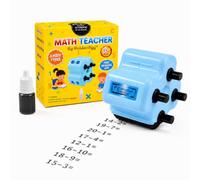 GoldenEgg Math Teacher 4-in-1 Math Roller Stamp, Addition, Subtraction, Multiplication & Fill-in-The-Blank Practice Tool for Kids, Classroom & Home Use (Blue)