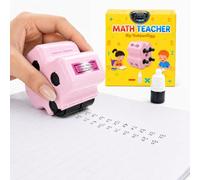 GoldenEgg Math Teacher 4-in-1 Math Roller Stamp, Addition, Subtraction, Multiplication & Fill-in-The-Blank Practice Tool for Kids, Classroom & Home Use (Pink)