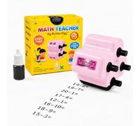 GoldenEgg Math Teacher 4-in-1 Math Roller Stamp, Addition, Subtraction, Multiplication & Fill-in-The-Blank Practice Tool for Kids, Classroom & Home Use (Pink)