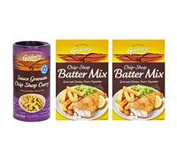 Goldenfry Chip Shop Batter Mix and Curry Sauce Granuals Set. 2 x 170g Batter Mix, 1 x 250g Curry Sauce Granules. Ideal for The Food Cupboard and Make The Best Alternative to The Real Thing!