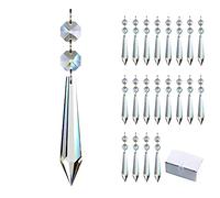 GOLDENHAITAI 20pcs 76mm Chandelier Crystals Icicle Prisms Replacement Pendants Beads, Hangings Crystals for Decoration