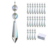 GOLDENHAITAI 20pcs Hanging Chandelier Crystals Icicle Prisms Pendants Beads Replacement Parts for Chandeliers (55mm Clear)