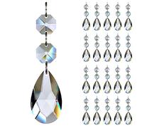 GOLDENHAITAI 20Pcs Teardrop Chandelier Crystals, Crystal Chandelier Prisms Pendants Parts Beads, Hanging Crystals for Chandeliers 38mm Clear