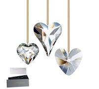 GOLDENHAITAI 3pcs Clear Heart Crystal Suncatcher Rainbow Maker Prism for Window Hanging Home Decor Gifts 45/55/68mm