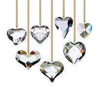 GOLDENHAITAI 7pcs Crystal Heart Prism K9 Pendant Sun Catchers Ornament Rainbow Maker for Hanging Window Decoration Gifts Clear