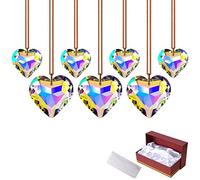 GOLDENHAITAI Crystal Heart Prisms Suncatcher Pendant AB Color for Windows, Garden Hanging Decor, Rainbow Maker Crystal Ornament 30/45mm Set of 7