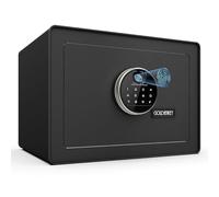 GOLDENKEY Digital Security Safe and Lock Box,Small Safe box for Money, Fingerprint Lock,Perfect for Home Office Hotel Business Jewelry Gun Use Storage,0.5 Cubic Feet,Black