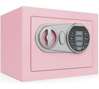 GOLDENKEY Safe and Lock Box Digital Electronic Security Keypad Mini Small Safes with Black Safe Box for Home Office Travel Business Use, 0.236 Cubic Feet PINK