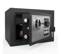 GOLDENKEY Safe Box Digital Electronic Security Keypad Mini Small Safes with Grey Safe And Lock Box for Home Office Travel Business Use, 0.236 Cubic Feet