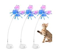 GoldenSun 3 Pcs Cat Toy Replaceable Butterflies Toy Accessories, Handmade Fabric Butterfly Toys