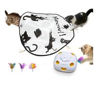 GoldenSun Cat Toys Rechargeable, 4in 1 Interactive Cat Toy for Indoor Cats, Hide and Seek Kitten Wand Toy,Whack a Mole Motion Self Play Cat Toys, Electronic Automatic Cat Toy for Exercise