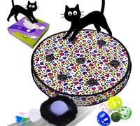 GoldenSun Interactive Cat Toys for Indoor Cats Adult, Automatic Fast Rolling Ball in Bag with Fixed Reel, Smart Moving Ball Kitten Toys, Motion Touch Chirp Activated, 7-Hole Mouse Catching Game