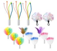 GoldenSun14Pcs Cat Toys Interactive Kitten Feather Toys for Indoor Cats with Mylar Crinkle Balls Multicolor Pack for Indoor Exercise