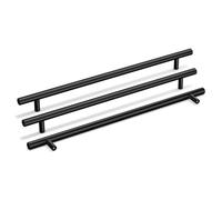 goldenwarm 10 Pack Black Cupboard Handles - 256mm Hole Center, Stainless Steel Black Kitchen Cupboard & Drawer Handles