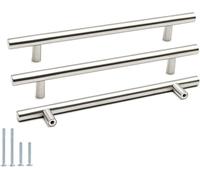Goldenwarm 10 Pack Brushed Nickel Kitchen Cupboard Handles 192mm Hole Center Drawer Handles Kitchen Door Handles Cabinet Handles Round T Bar Cabinet Pulls Stainless Steel Drawer Pulls