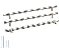 Goldenwarm 10 Pack Brushed Nickel Kitchen Cupboard Handles 256mm Hole Center Drawer Handles Kitchen Door Handles Cabinet Handles Round T Bar Cabinet Pulls Stainless Steel Drawer Pulls