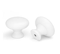 Goldenwarm 10 Pack Cupboard Door Knobs White Cabinet Knobs Small, Single Hole Drawer Handles, 33mm Round Mushroom Shape