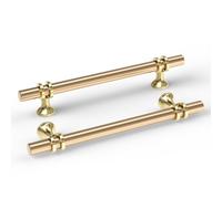 Goldenwarm 10 Pack Gold Kitchen Handles Gold Drawer Handles, 128mm Hole Centers, Aluminum Alloy T bar Drawer Pulls