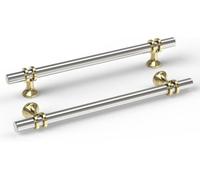 Goldenwarm 10 Pack Kitchen Cupboard Door Handles 160mm Hole Centers Silver | Kitchen Cabinet Door Handles, 6-1/4inch Hole Center, Brushed Satin Nickel + Gold, Handle for Drawer Cabinet Wardrobe Cupboard