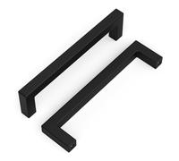 Goldenwarm 10 Pack Kitchen Cupboard Handles Black Kitchen Door Handles, 128mm(5Inch) Hole Centers Square Black Drawer Pulls Cabinet Hardware