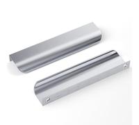 goldenwarm 10Pack 128mm(5in) Brushed Nickel Cabinet Handles Modern Drawer Handle Aluminum Finger Edge Pull Curved Profile Handle Concealed Furniture Handles Brushed Nickel Wardrobe Handles